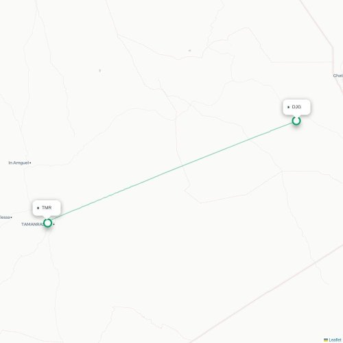 Ghardaïa - Tamanrasset kaart van rechtstreekse vlucht