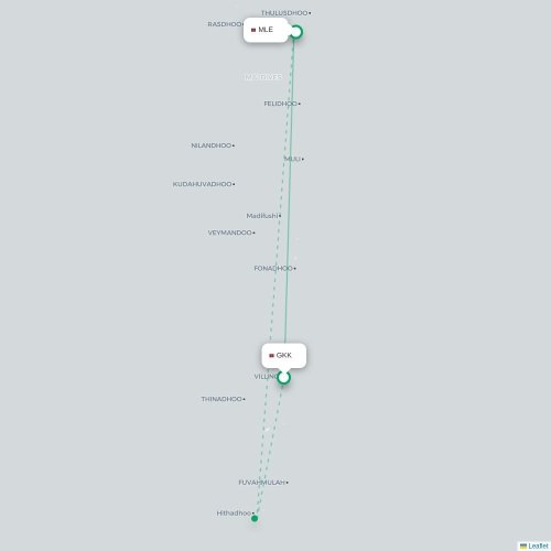 Mapa de vuelo directo Viligili - Malé