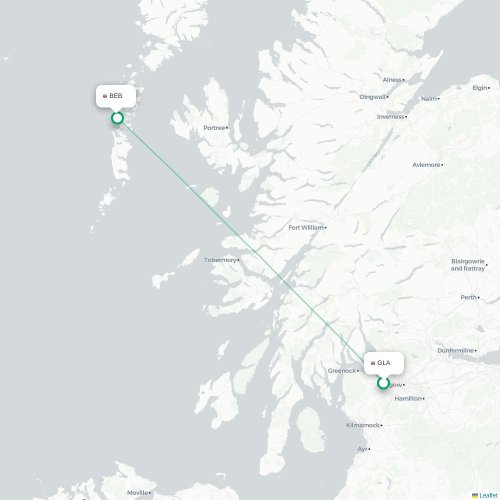 Mapa de vuelo directo Glasgow - Isle of Benbecula
