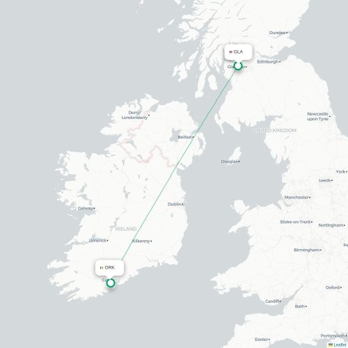 Glasgow - Cork carte du vol direct