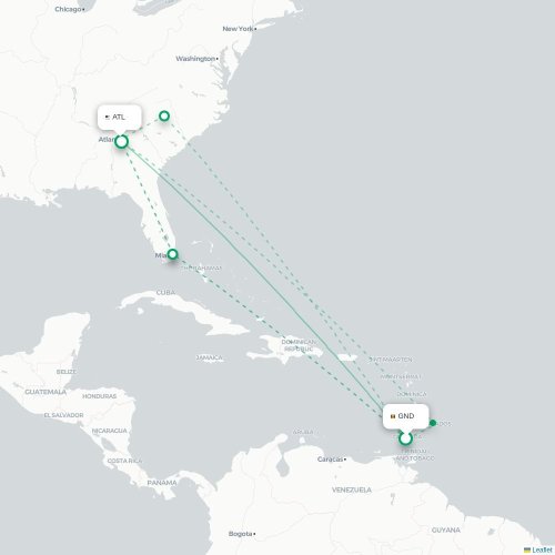 Mapa de vuelo directo Saint George's - Atlanta