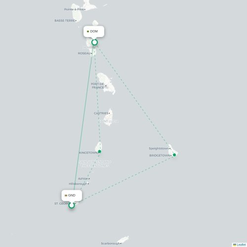 Mapa de vuelo directo Saint George's - Roseau