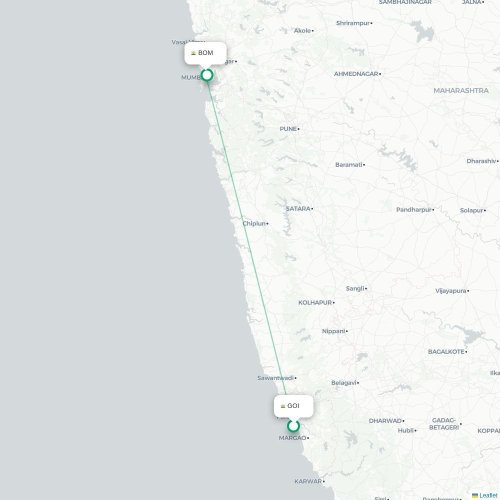 Vasco da Gama – Mumbai suoran lennon kartta