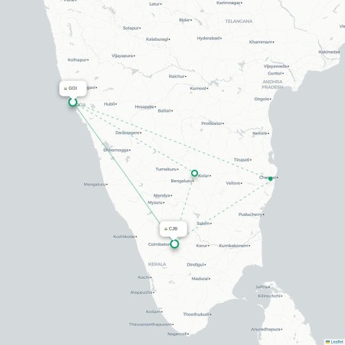 Mapa lotu bezpośredniego Vasco da Gama – Coimbatore