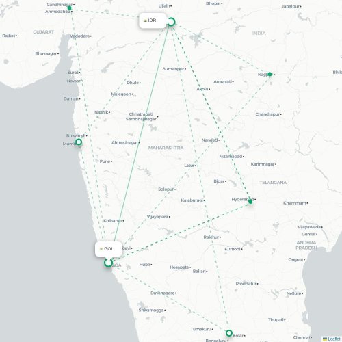 Vasco da Gama – Indore suoran lennon kartta