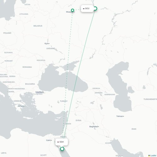 Mapa de vuelo directo Nizhny Novgorod - Sharm el-Sheij