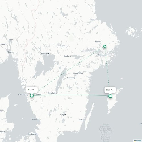Göteborg - Visby kort over direkte fly