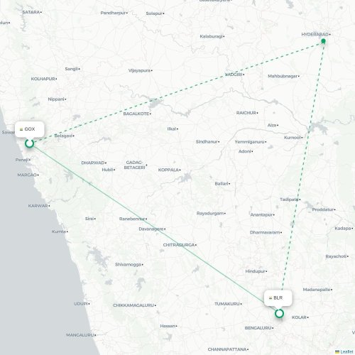 Pernem – Bangalore suoran lennon kartta