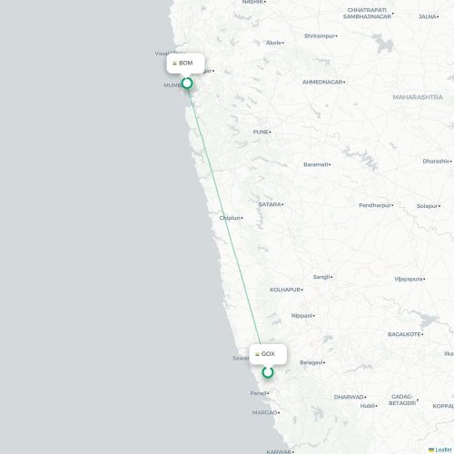 Pernem – Mumbai suoran lennon kartta