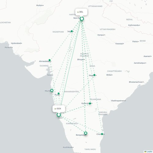 Pernem – New Delhi suoran lennon kartta