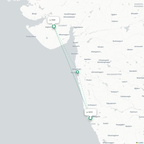 Pernem - Rajkot kort over direkte fly