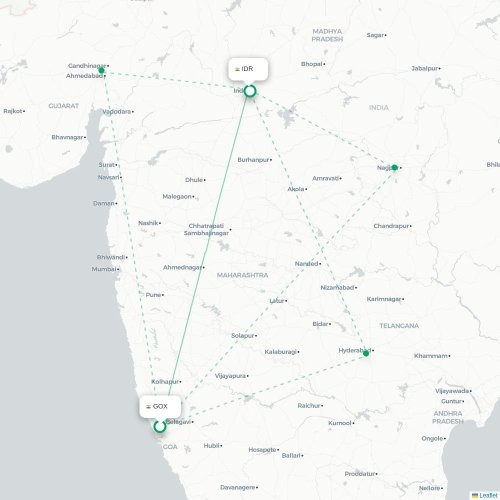 Mapa de vuelo directo Pernem - Indore