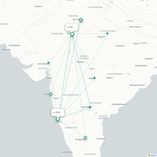Pernem – Jaipur suoran lennon kartta