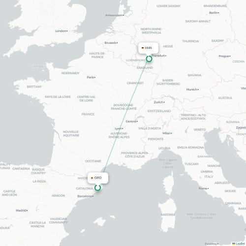 Gerona - Frankfurt am Main kaart van rechtstreekse vlucht