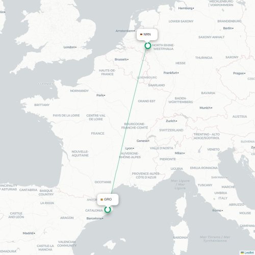 Girona - Düsseldorf kort over direkte fly