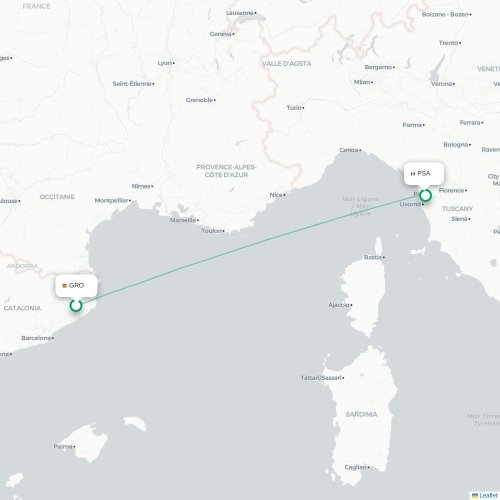 Gérone - Pise carte du vol direct