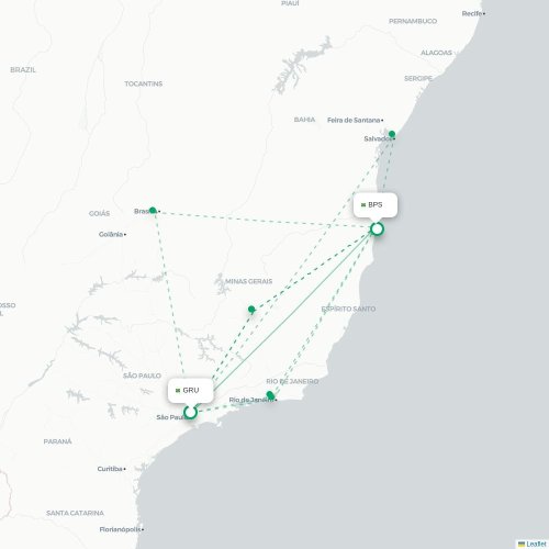 Mapa lotu bezpośredniego São Paulo – Porto Seguro