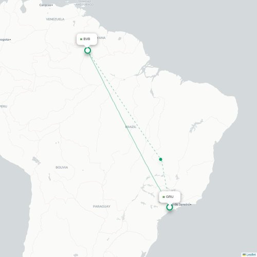 Sao Paulo - Boa Vista karta över direktflyg