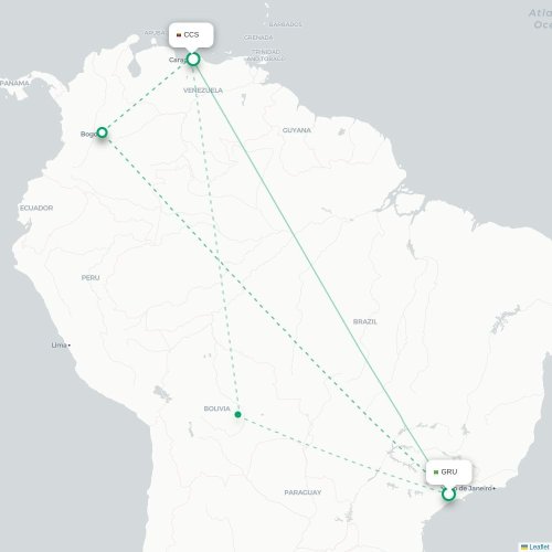 São Paulo - Caracas kaart van rechtstreekse vlucht