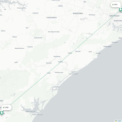 Sao Paulo - Curitiba karta över direktflyg