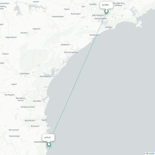 Mapa lotu bezpośredniego São Paulo – Florianópolis