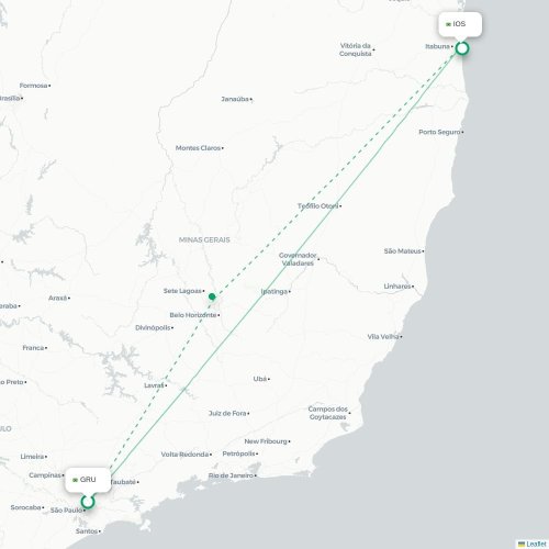 Mapa lotu bezpośredniego São Paulo – Ilhéus