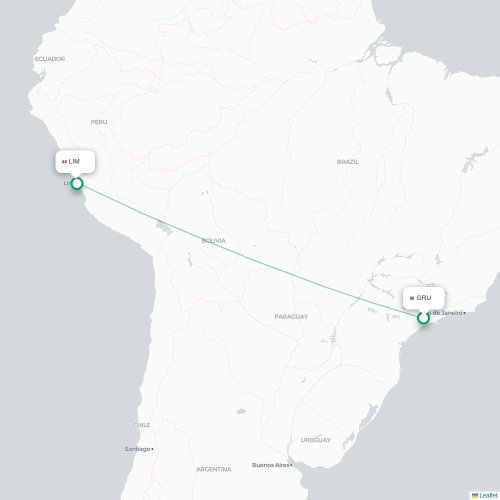 Mapa lotu bezpośredniego São Paulo – Lima