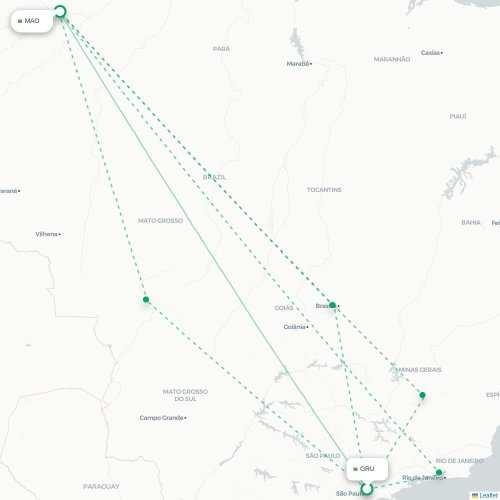 Sao Paulo - Manaus karta över direktflyg