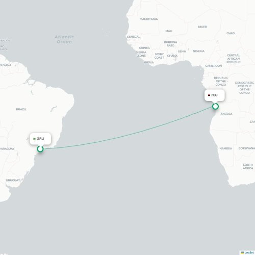 Sao Paulo - Luanda karta över direktflyg