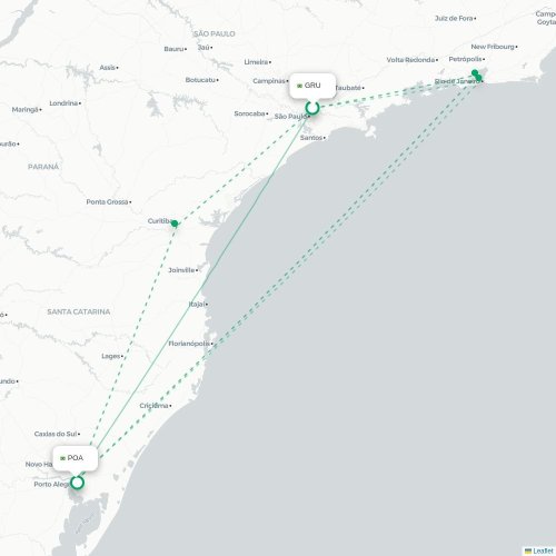 Sao Paulo - Porto Alegre karta över direktflyg