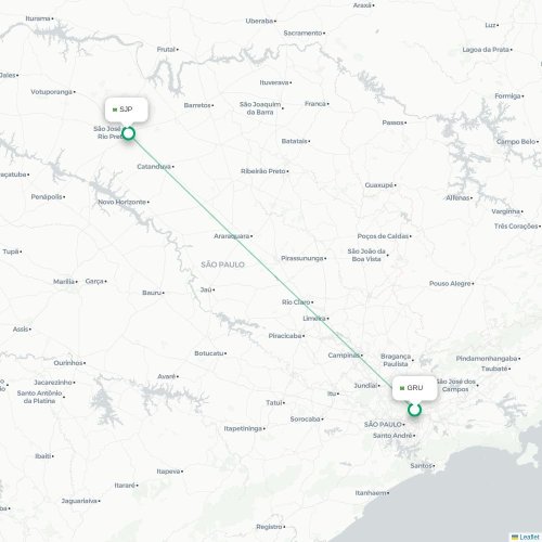 Mapa de vuelo directo São Paulo - São José do Rio Preto