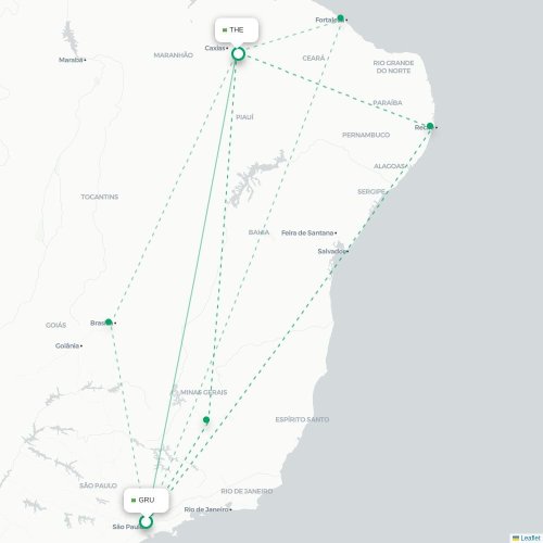 Mapa lotu bezpośredniego São Paulo – Teresina