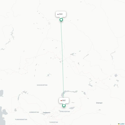 Mapa de vuelo directo Grozni - Surgut