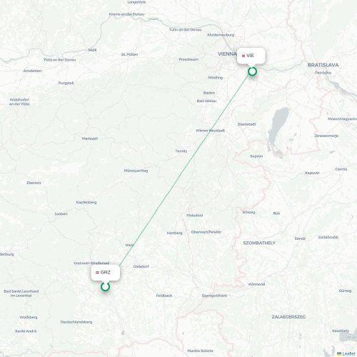 Graz - Vienne carte du vol direct