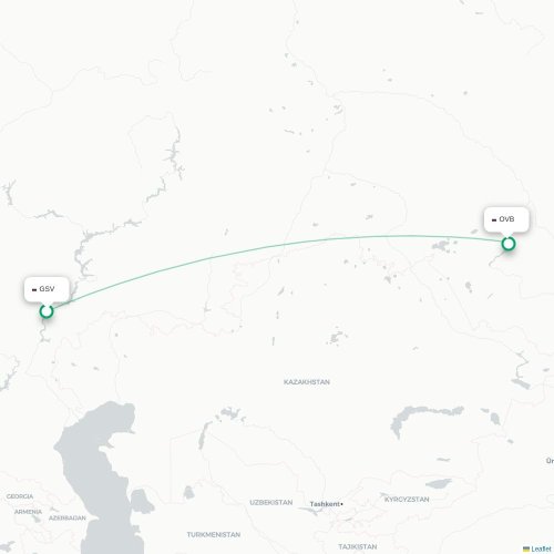 Mapa de vuelo directo Sarátov - Novosibirsk