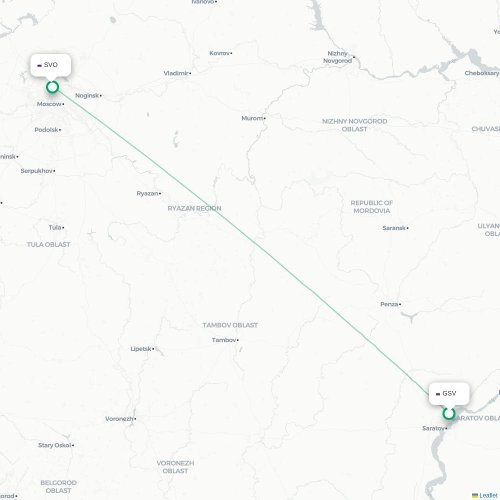 Mapa de vuelo directo Sarátov - Moscú
