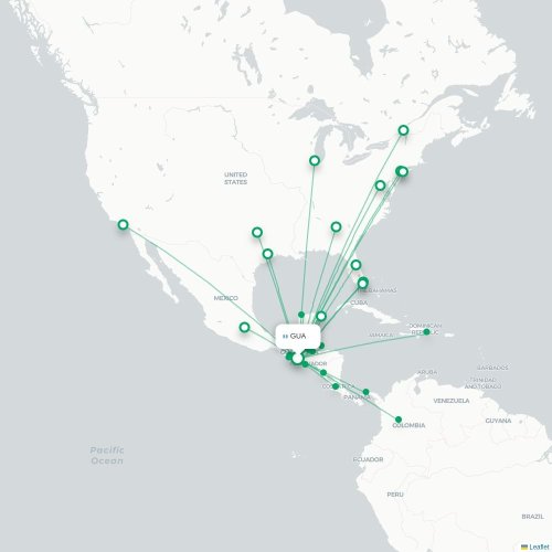 Route map Guatemala City  GUA 