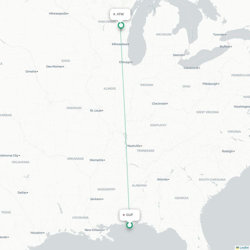 Mapa lotu bezpośredniego Gulf Shores – Appleton