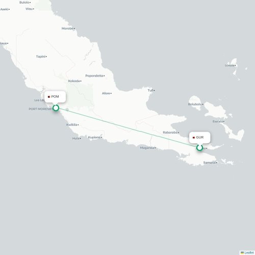 Mapa lotu bezpośredniego Alotau – Port Moresby