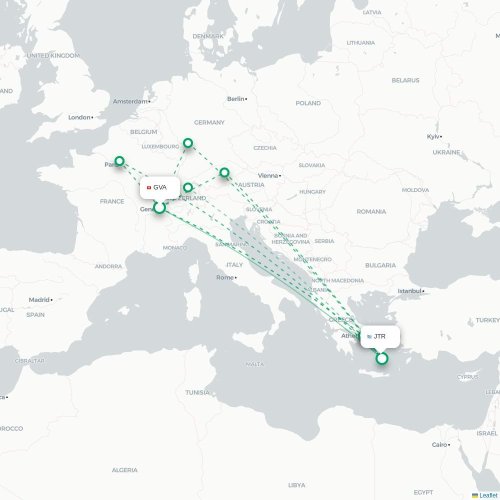 Mapa de vuelo directo Ginebra - Fira