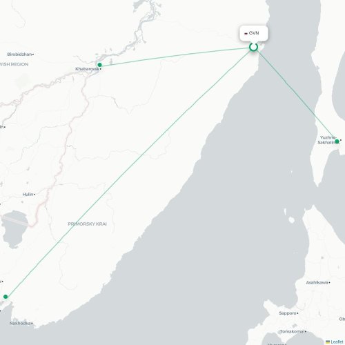 Mapa lotu bezpośredniego Sovetskaya Gavan – Chabarowsk
