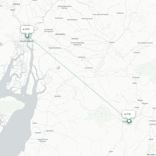 Mapa de vuelo directo Guayaquil - Cuenca