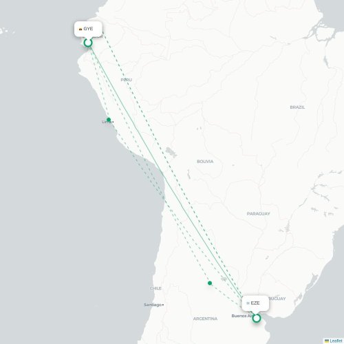 Guayaquil - Buenos Aires kaart van rechtstreekse vlucht