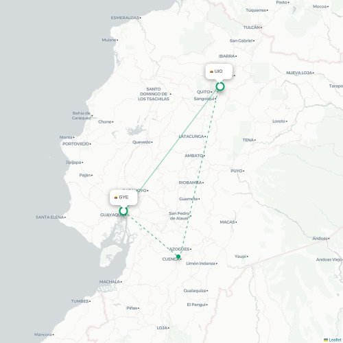Guayaquil - Quito kaart van rechtstreekse vlucht