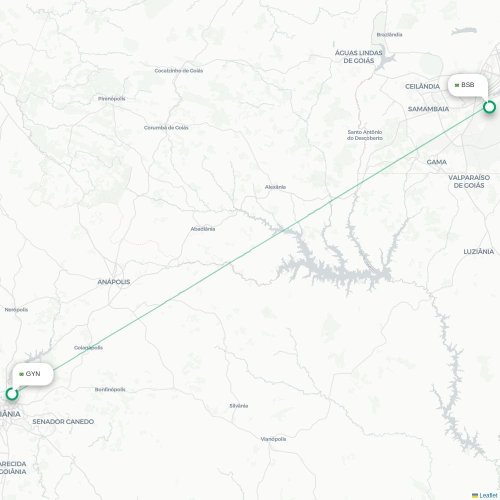 Mapa lotu bezpośredniego Goiânia – Brasília