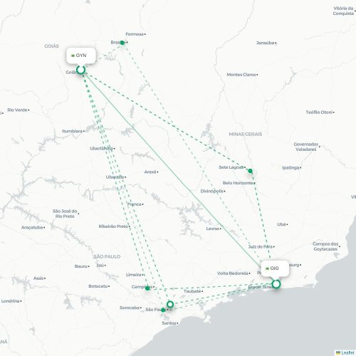 Mapa lotu bezpośredniego Goiânia – Rio de Janeiro