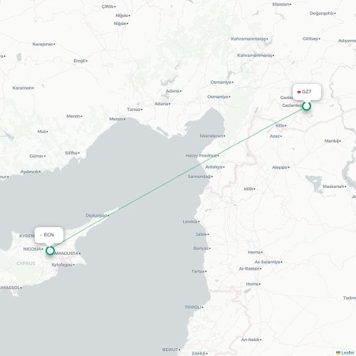 Gaziantep - Nicosie carte du vol direct