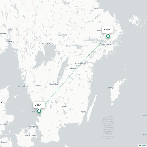 Halmstad - Stockholm kaart van rechtstreekse vlucht