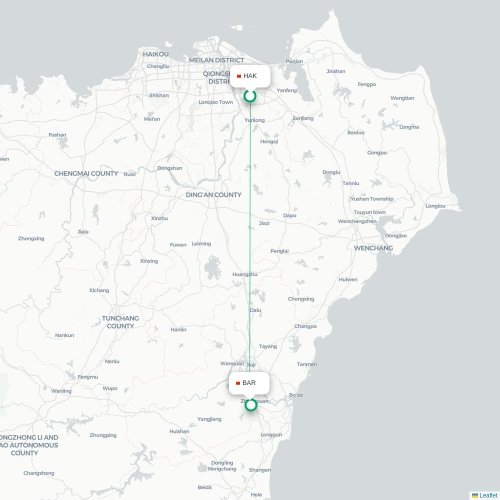 Mapa lotu bezpośredniego Haikou – Qionghai