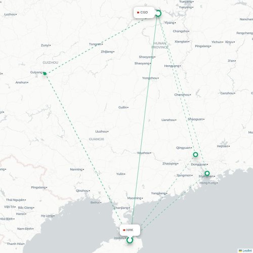 Mapa de vuelo directo Haikou - Changde